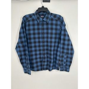 Patagonia Men's Small Long‎ Sleeve Button Up Plaid Blue Organic Cotton Polyester